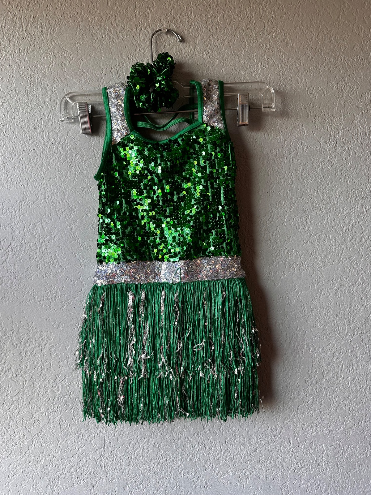 Green Sequin Fringe Dance Dress